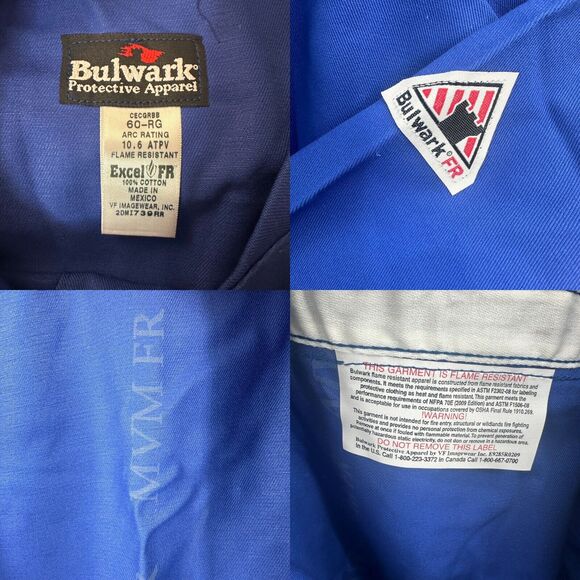 Bulwark FR‎ Excel Classic Coveralls Men's 60 Regular Blue Flame/Heat Resistant - Picture 4 of 4